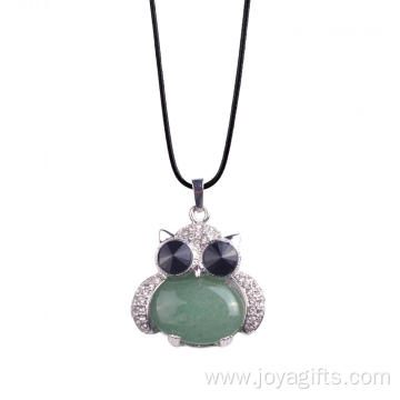 Newest Green Owl Shaped Silver Pendant Necklace for Women Jewelries Gift